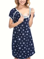 Vêtements de nuit à manches courtes pour femmes, chemise de nuit de travail et d'allaitement, robe de nuit d'allaitement, pyjamas, livraison, 3 en 1 3