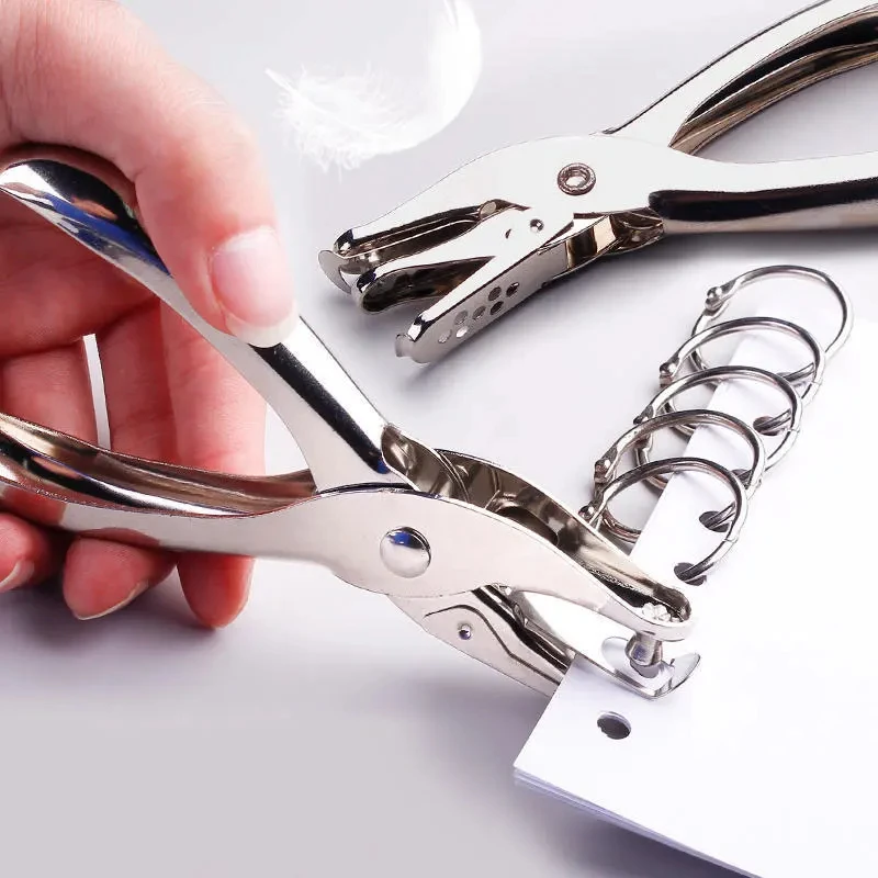 Metal 3/6mm Circular Hole Single-Hole Handheld Punching Machine, Capable of Punching Through 8 Sheets of A4 Paper - A Punch Tool