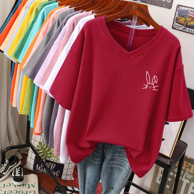 Однотонные футболки DAYIFUN с коротким рукавом