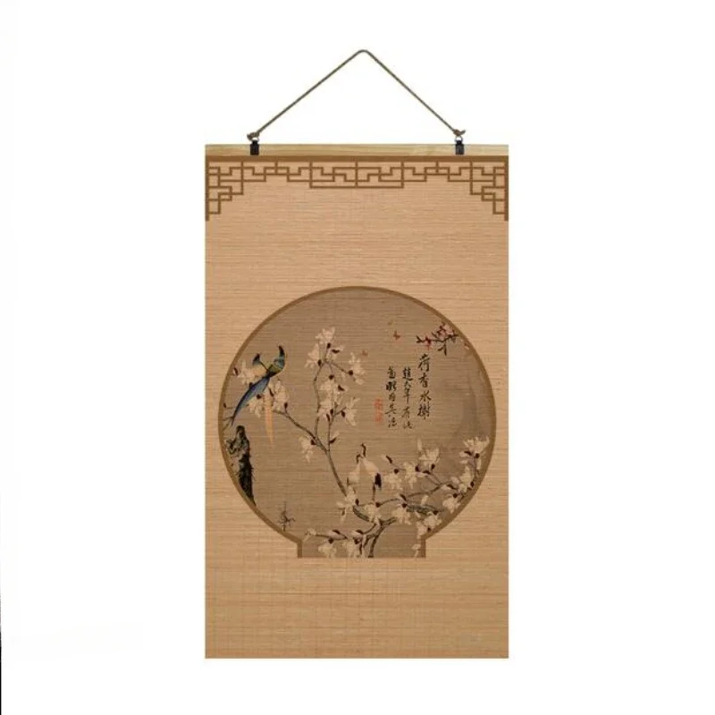 

Китайская классическая бамбуковая занавеска, фон с прокруткой для украшения стен ресторана, Бамбуковая занавеска С рисунком, разделительная перегородка