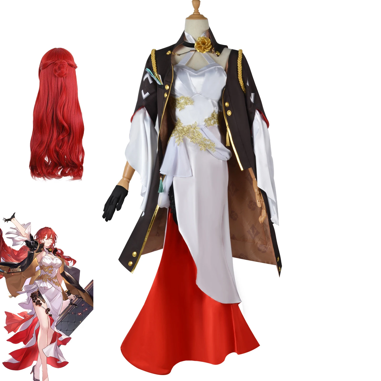 thumbnail image 1 of Peluca de disfraz de Cosplay de Honkai Himeko, juego Honkai: Star Rail, vestido de cosplay, cabello, fiesta de carnaval, Halloween, mujeres, XS-3XL, 1 of 5