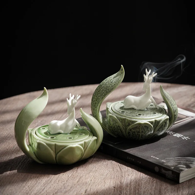 

Курильница Celadon, керамическая подставка для благовоний, для дома и офиса, украшение для чайной церемонии