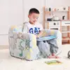 Children's sofa with handles and side pockets, Children's Foam Chair, Light Children's Sofa Chair (Grey Dinosaur) 6