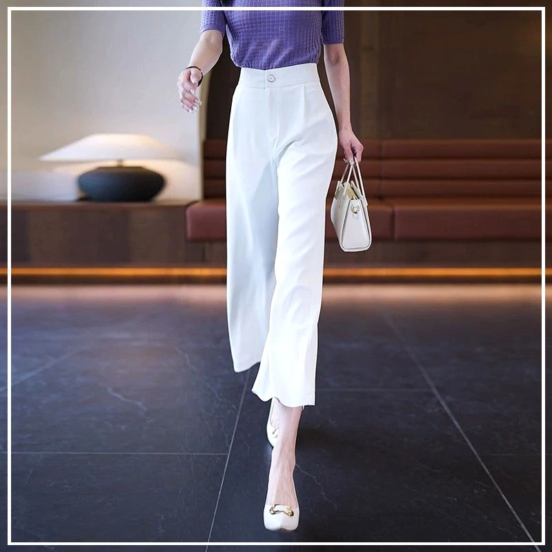 2024 Summer Casual Loose Oversize Minimalist Commuting Fashion High Waisted Straight Leg Drape Wide Leg Solid Color Suit Pants