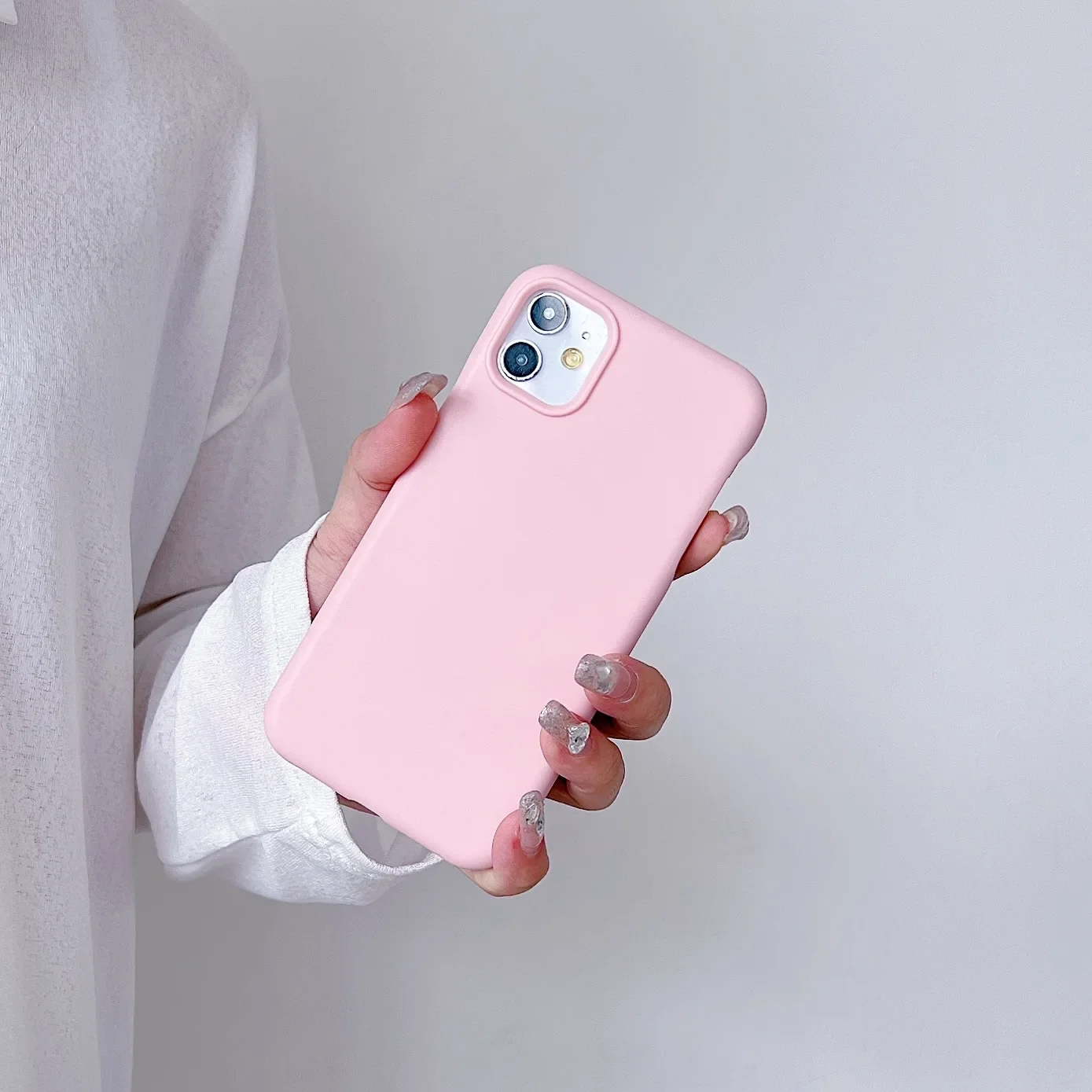 Shockproof Pink Semi Phone Case for iPhone 11 12 13 14 15 16 17 Pro Max Durable Ultra Thin Protective Silicone Soft Cover