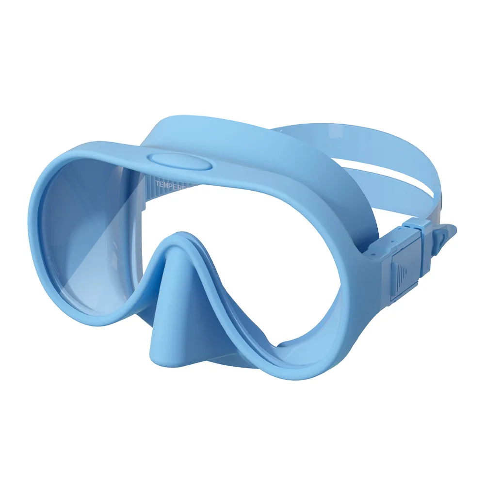 Low-capacity rimless diving glasses for adults-Liquid silicone mask-Anti-fog tempered glass snorkeling mirror