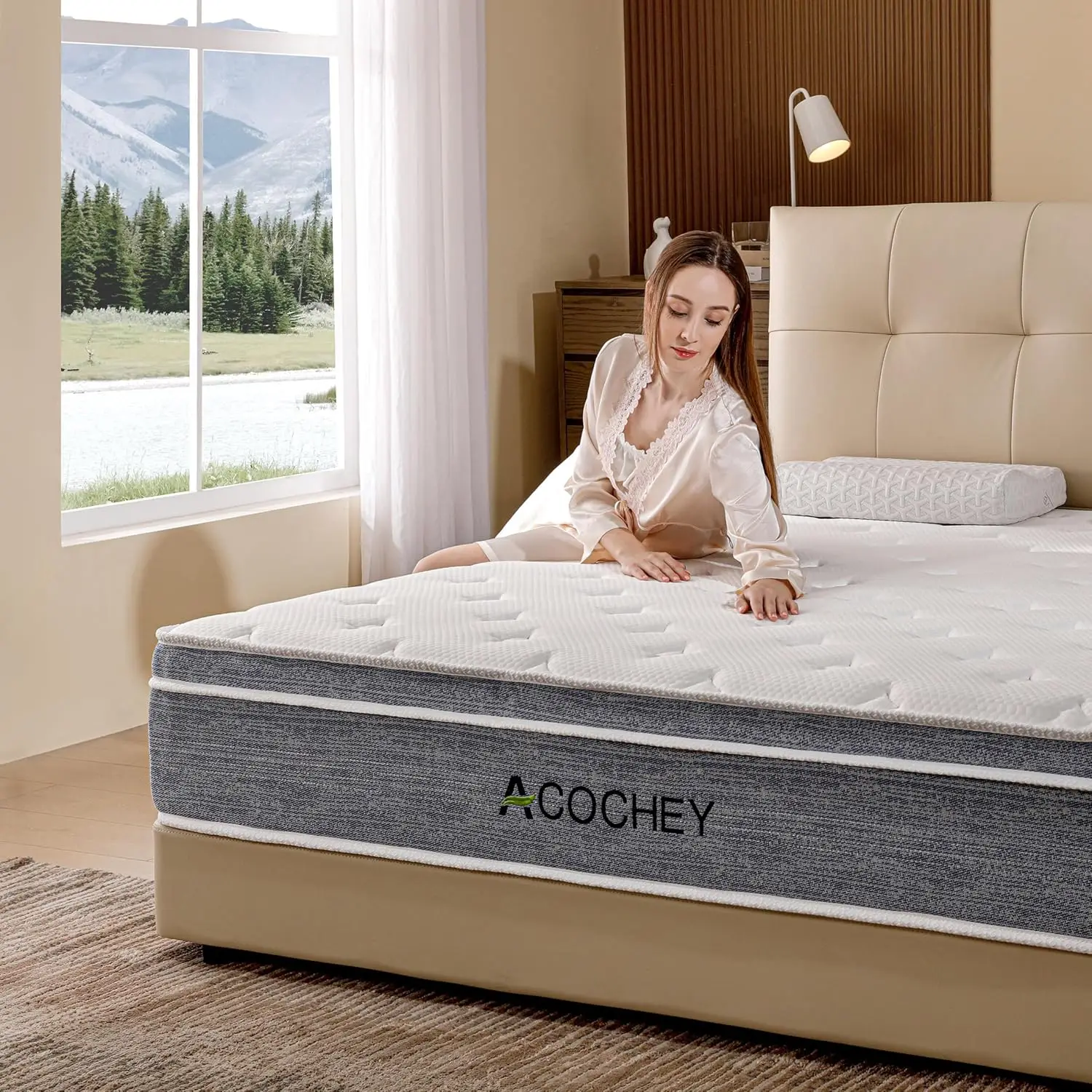 Queen Mattress in a Box,10 Inch Queen Mattresses,Gel Memory Foam Medium Firm Grey Hyrid Mattress,Quality Comfort 5