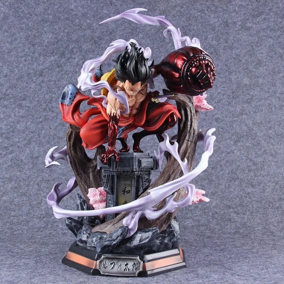 One Piece Anime Figure 30cm Wano Gear 4 Luffy 2 Head Pieces Statue Figures  Collectible Model Decoration Toy Christmas Gift