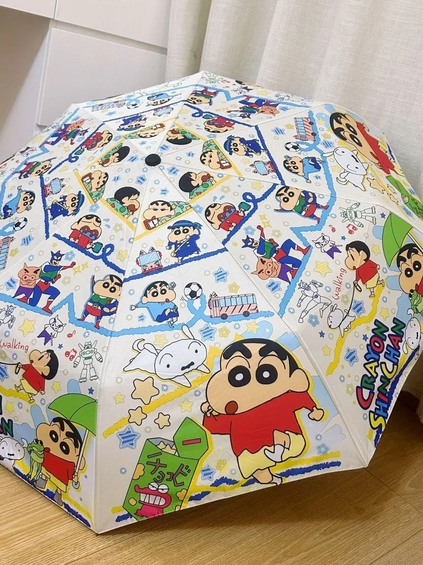 Fully automatic umbrella dual-purpose student sun protection parasol crayon Shin-shi's portable folding parasol new model