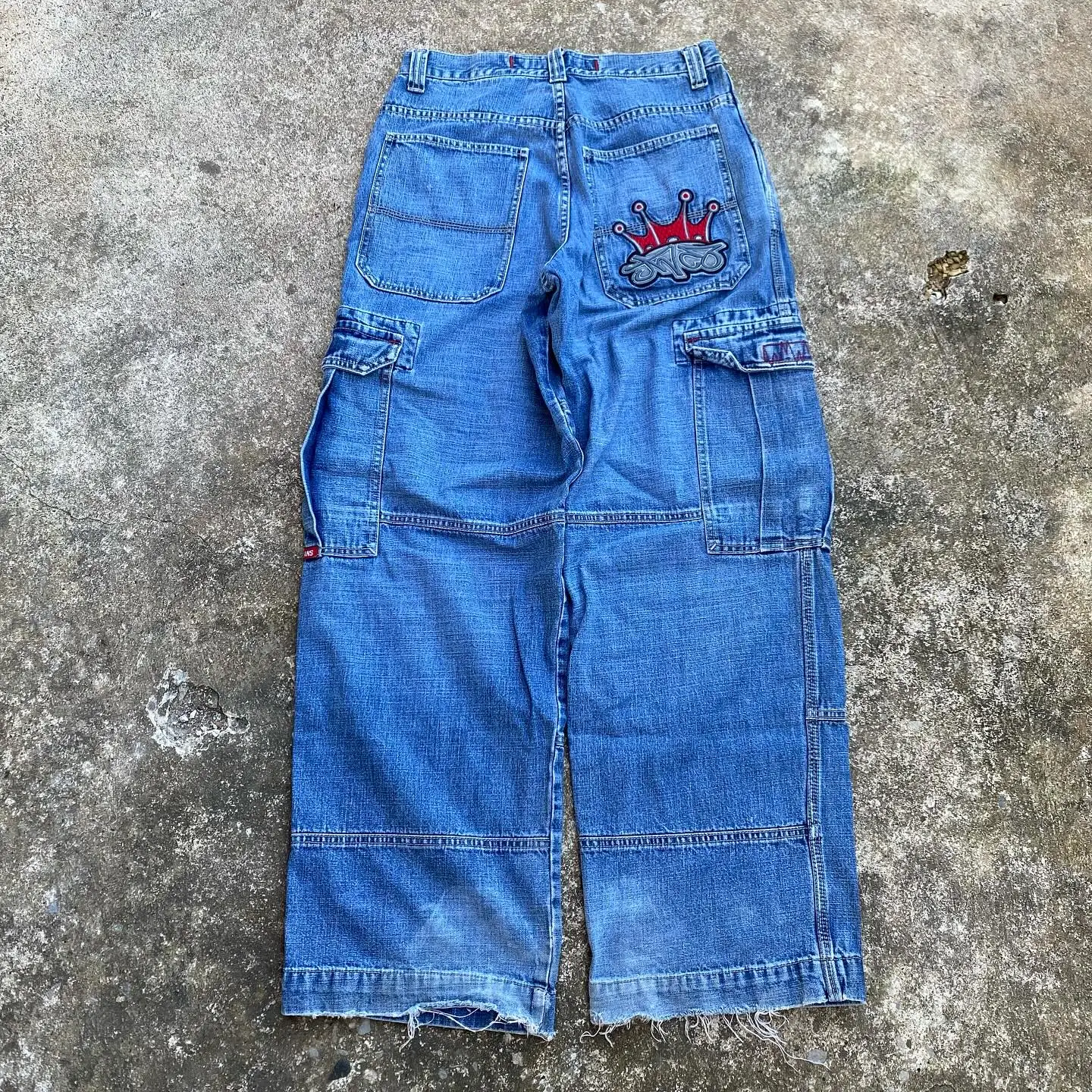 JNCO Multiple pockets Blue Jeans Y2K Harajuku Hip Hop Retro Baggy Jeans 2024 New Denim Pants Men Women Wide Trousers Streetwea