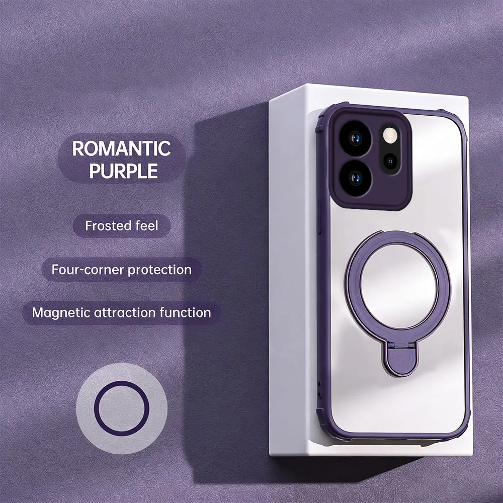 OPPO Reno 15F High-Grade Acrylic Shockproof Case with Non-Yellowing Hard Backplate and Bracket Cover