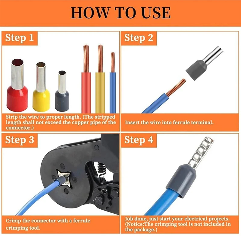 400PCS Crimp Terminals Kit Electrical Tube Terminals Suit VE Tubular Block Cord End Connectors Cable Wire Connector