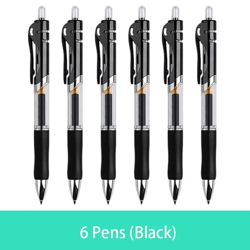 Retractable Gel Pen Set with Replaceable Refills - Large Capacity Ink in Black, Red, and Blue