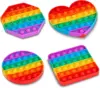 Pop Fidget Toys, Silicone Push Pop Bubble Toys for Kids and Adults Rainbow Fidget Poppers Square Octagon Heart Round Shape 1