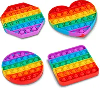 Pop Fidget Toys, Silicone Push Pop Bubble Toys for Kids and Adults Rainbow Fidget Poppers Square Octagon Heart Round Shape 1