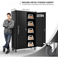 Upgraded Wide & Deep Garage Storage Cabinet, Metal Storage Cabinet with Pegboards, Wheels, Locking Doors and Adjustable Shelves 2
