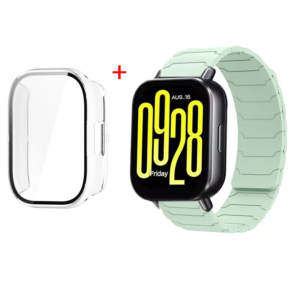 Silicone Strap with Protective Case and Magnetic Bracelet for Smartwatch Accessories