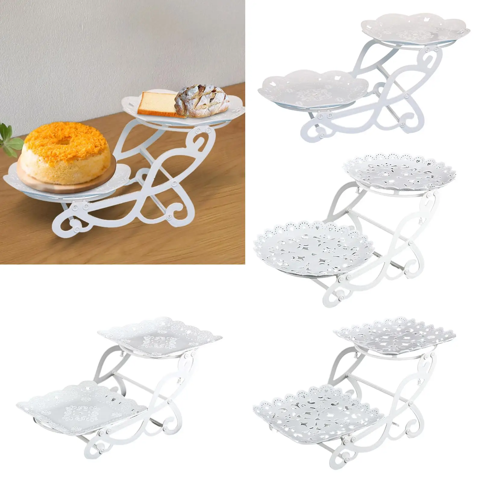 Cake Stand White Dessert Tray Snack Display Tray Bakeware Tabletop Display Stand For Candy Anniversary Banquet Tea Party