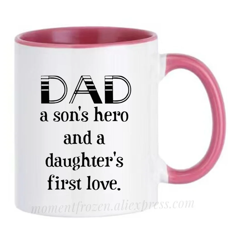 

Dad Cup Son Daughter Photo Mugen Funny Tableware for Kids Father Drinkware With Handles Ceramic Papa Daddy Coffee Mugs for Women