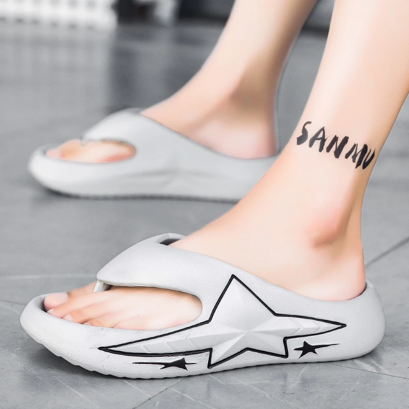 Fashion Design Star Slippers Men Casual Platform Men's Flip-flops Lightweight Soft Comfortable Summer Shoes Beach Slippers 2024