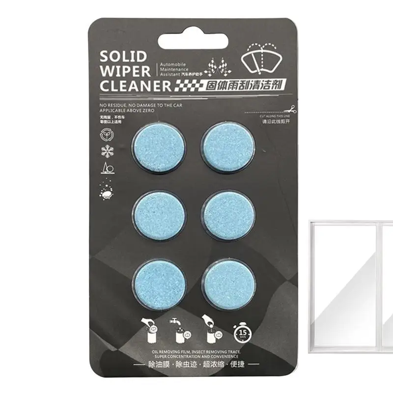 

Car Windshield Washer Tablets 6pcs Remove Glass Stains Effervescent Wiper Tablet Concentrated Clean Tablets Remove Glass Stains