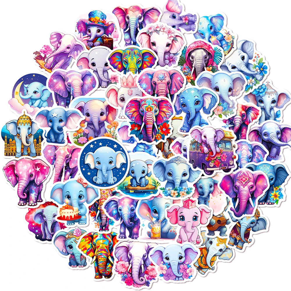 

10/50Pcs Cartoon Cute Pink Elephant Varied Stickers Pack for Kids Travel Luggage Scrapbooking Laptop Decoration Graffiti Decals