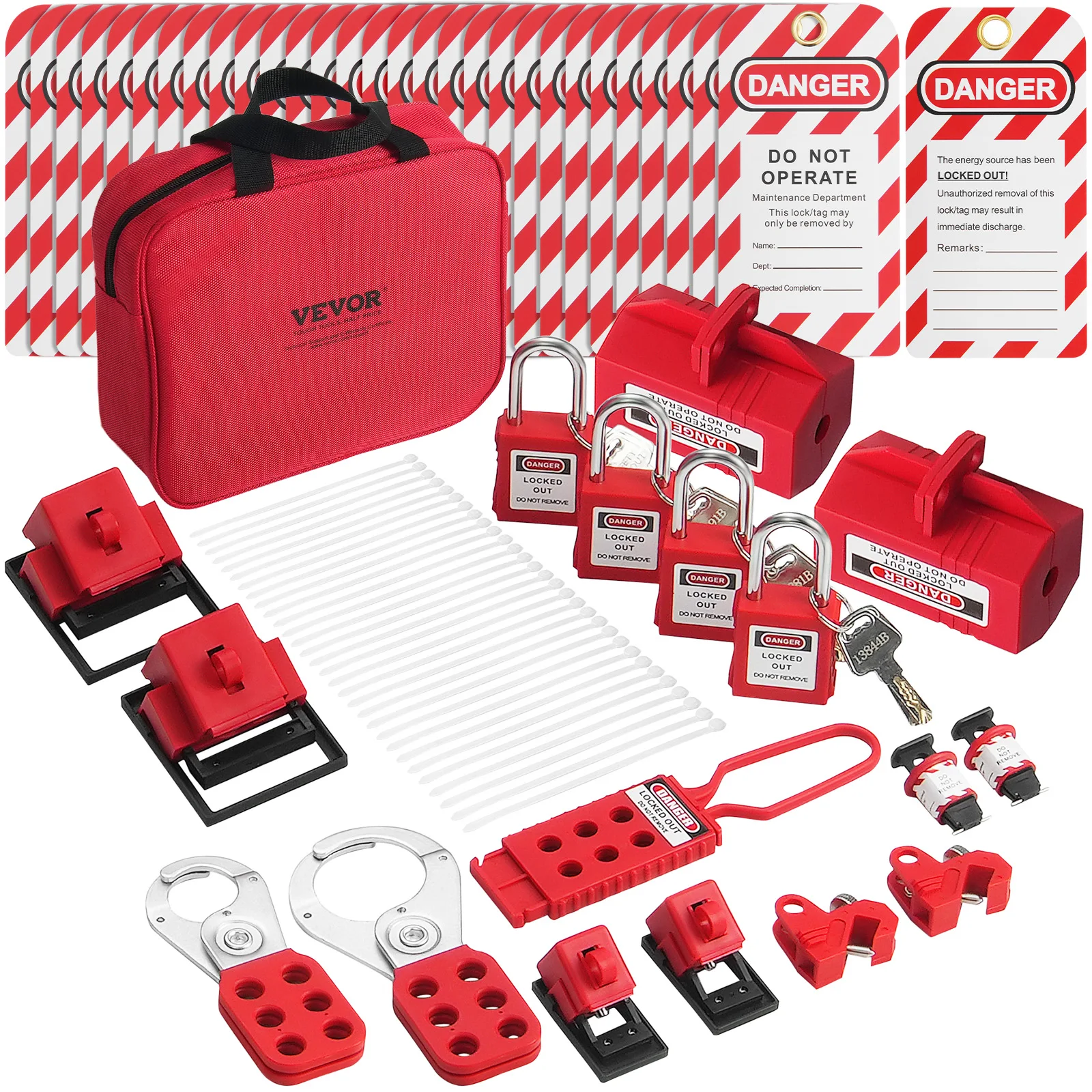Electrical Lockout Tagout Kit with Padlocks and Tags for Safety