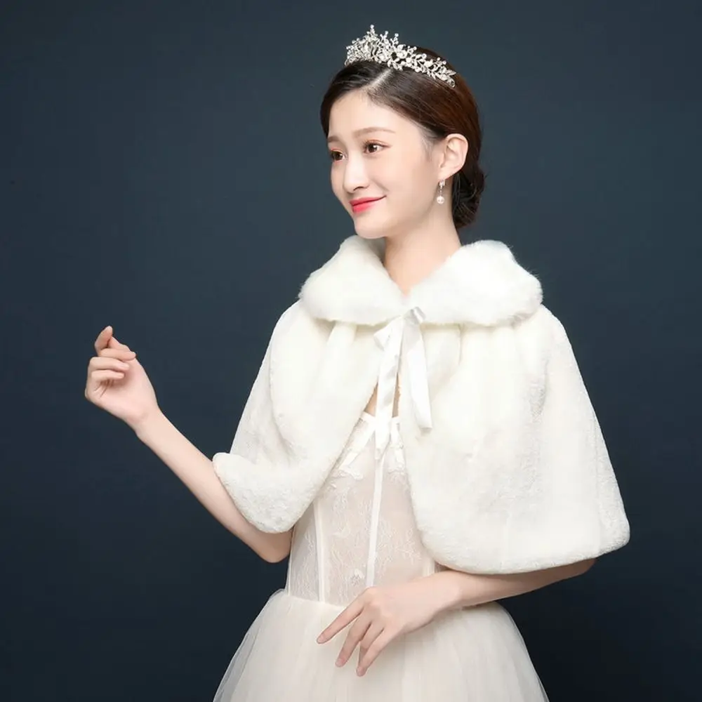 Fur White Wedding Jackets Bridal Wrap Wedding Accessories Elegant Wedding Bridal Shawl  Wrap Fur Shawl Winter Cape