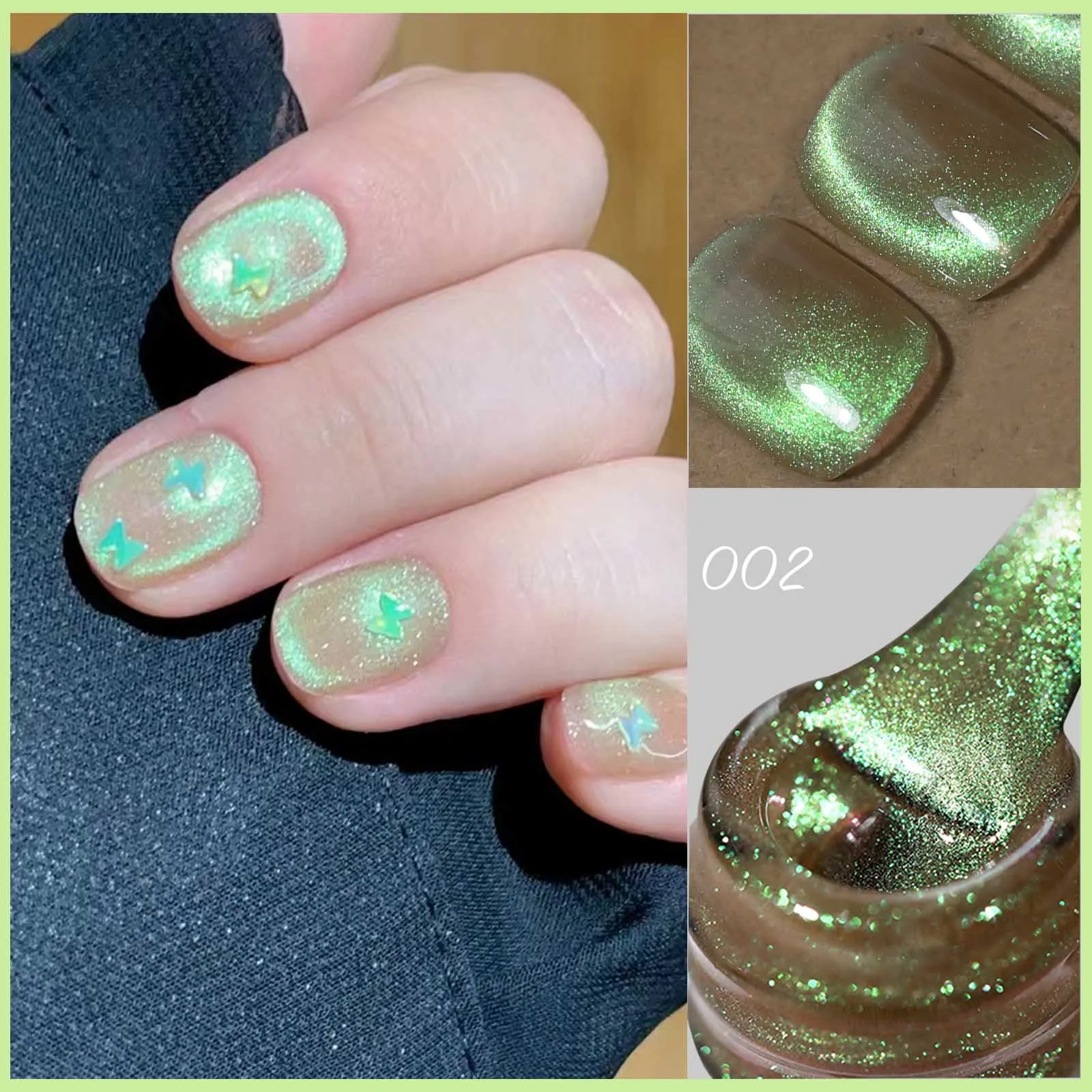 8ML Auroras Blue Cat's Magnetic Gel Nail Polish Sparkling Nail Art