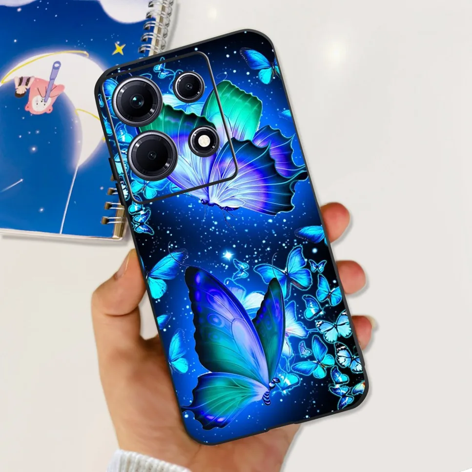 Fashion Cute Flowers Luxury Black Phone Case Back Cover