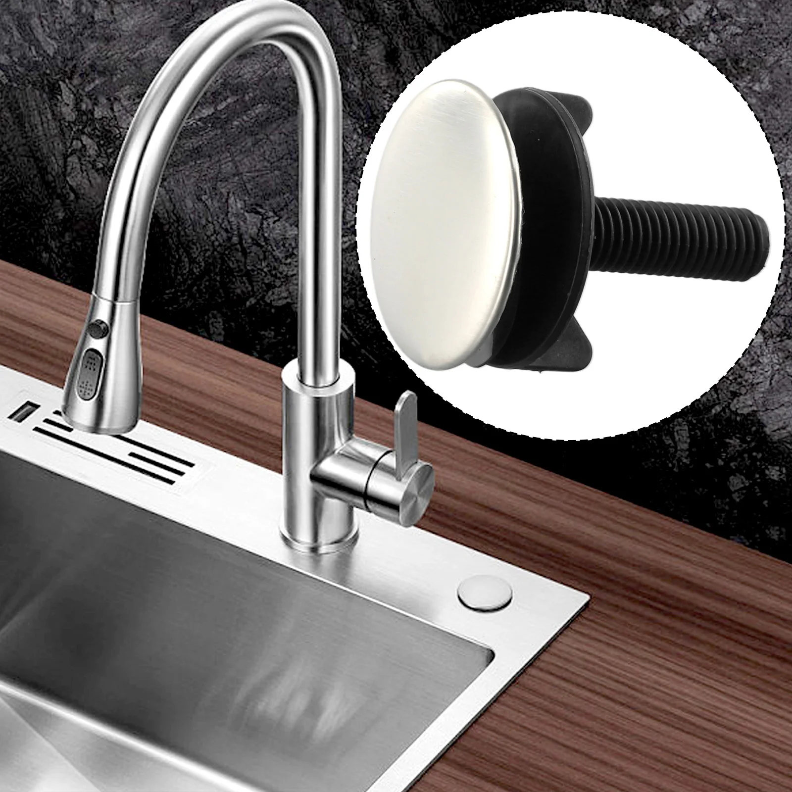 Leak-Proof Faucet Hole Cover Sink Faucet  Kitchen Sink Tap Hole Blanking Plug Stopper Basin Cover 45mm Stainless Steel Hot Sale basin sink bathroom faucet deck mounted hot cold water basin mixer taps matte black lavatory crane sink tap single hole faucet