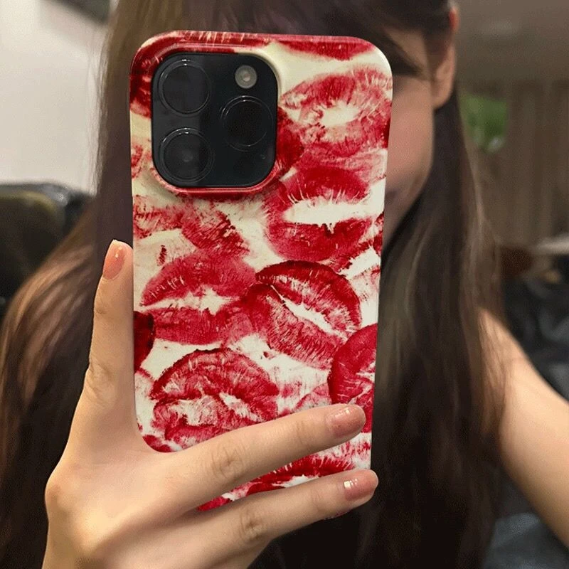 Sexy red lips phone case for iphone 14 pro max 15 plus 11 13 12 mini Camera protection shockproof cover for iphone x xs x 7 8 p