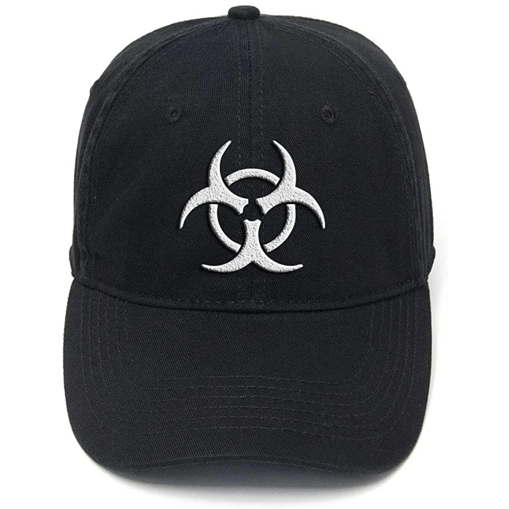 

Lyprerazy Men Women Unisex Hip Hop Cool Flock Printing Biohazard Logo Washed Adjustable Baseball Cap