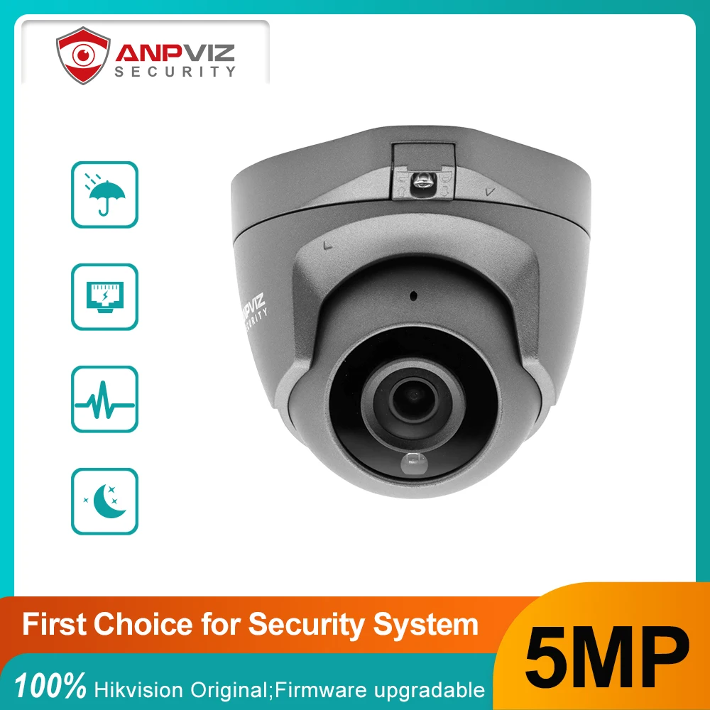 Anpviz 5MP Turret POE IP Camera With Audio Home/Outdoor Security Protection Surveillance Cam H.265 IR 30m Audio Built-in Mic