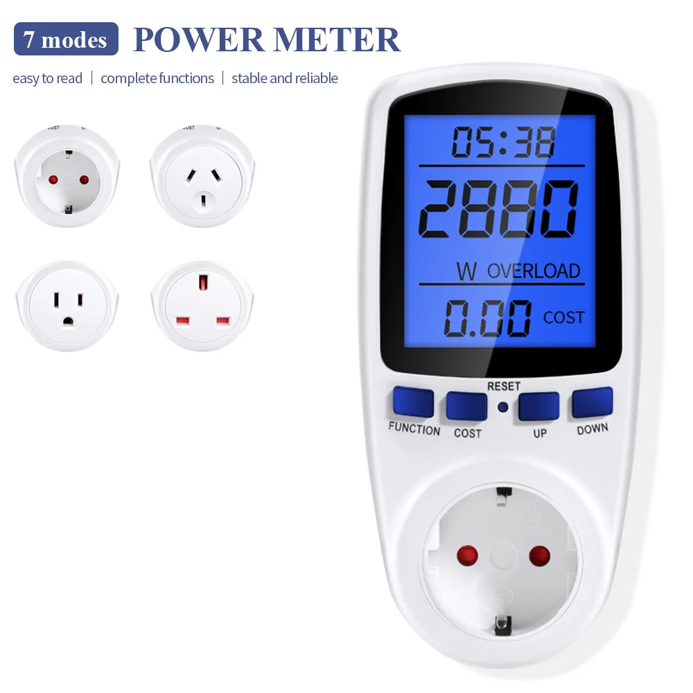 

220V Power Meter Energy Meter Electricity Meter Wattmeter in Socket Digital Measuring Outlet Wattage Power Uni-t Kwh Analyzer