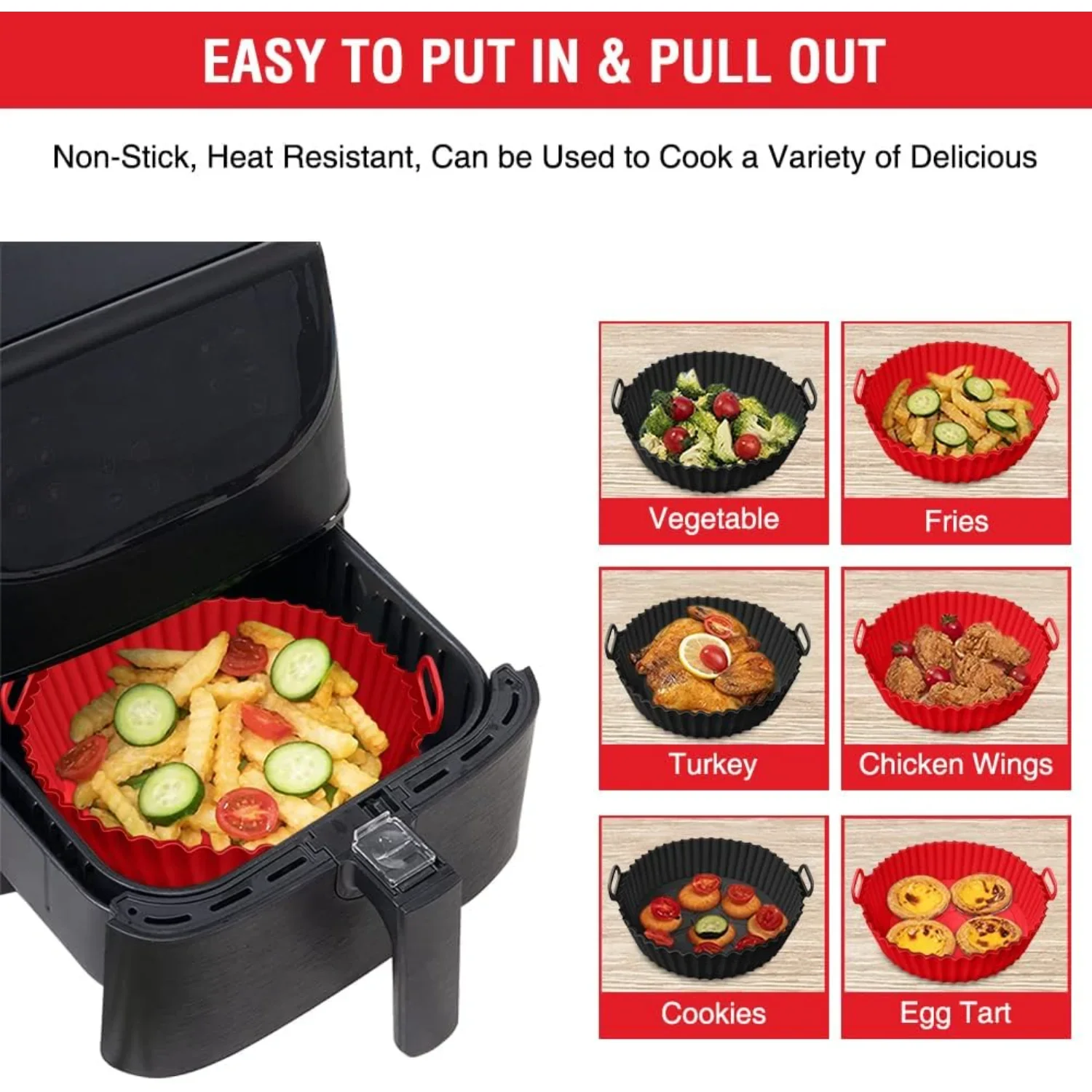 Air Fryer Silicone Liners for Air Fryer AF101 4QT AF161/AF150 5.5QT, for //PowerXL/InstantPot// 4QT, and Most 3 to 5