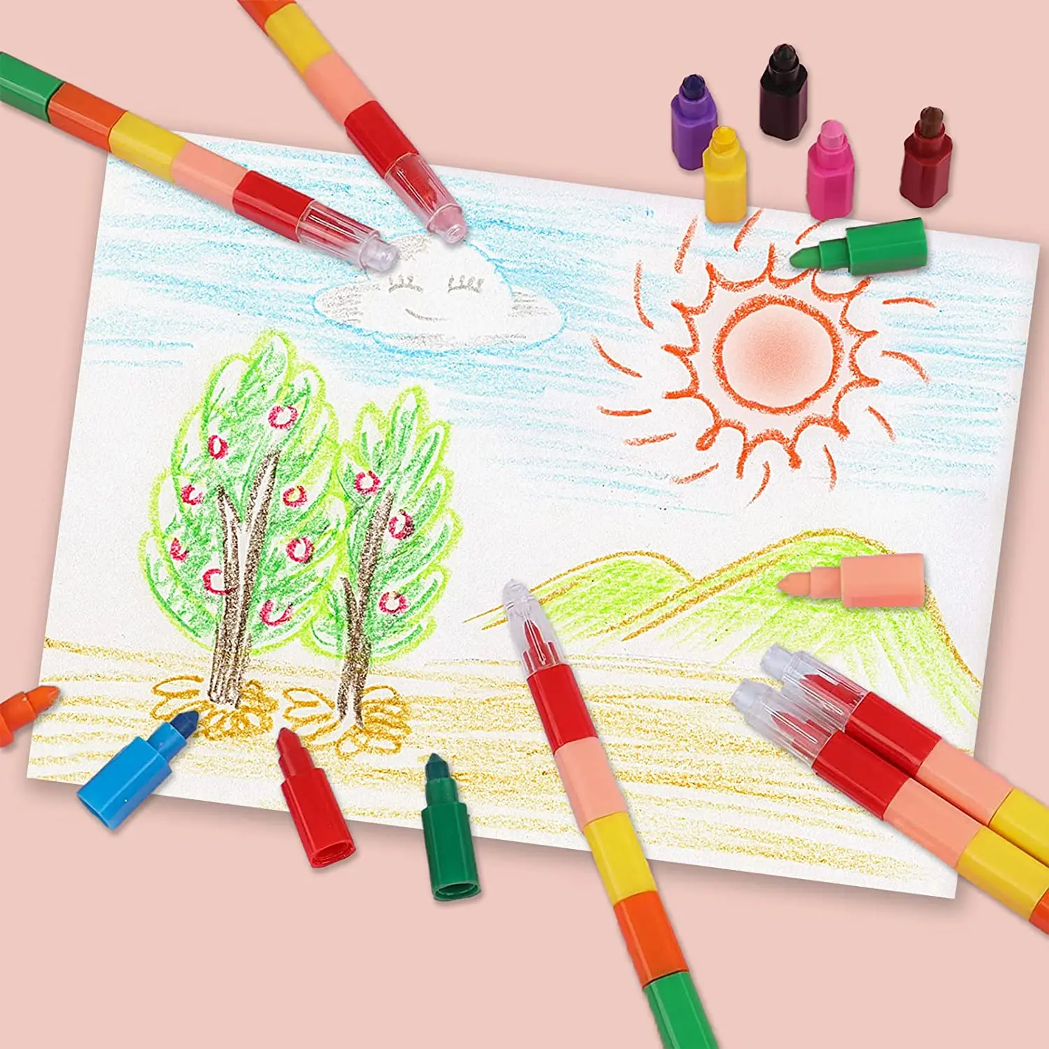 Stacking Stackable Buildable Colorful Crayon Party Favors Rainbow Pencils for Kids' Crayons Coloring School Office Supplies