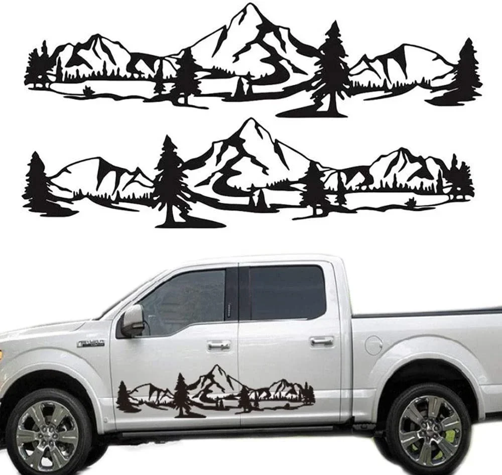 

For x2 Mountain Car Decal 1 Set Car Graphics Side Vinyl Sticker Decals for Cars/Ford/SUV/Jeep Wrangler, Universal Full Body