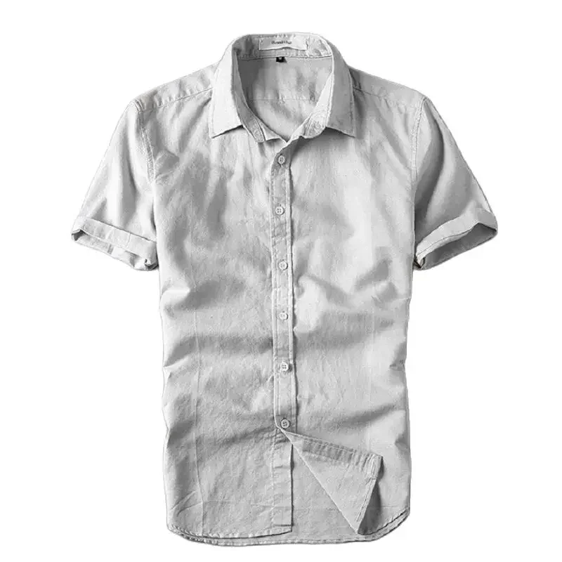 Men Cotton Linen Short Sleeve Shirt Casual Oversize Solid Turn-Down Collar Summer Vacation For casual short sleeved shirt linen shirt short sleeved shirt button down shirt