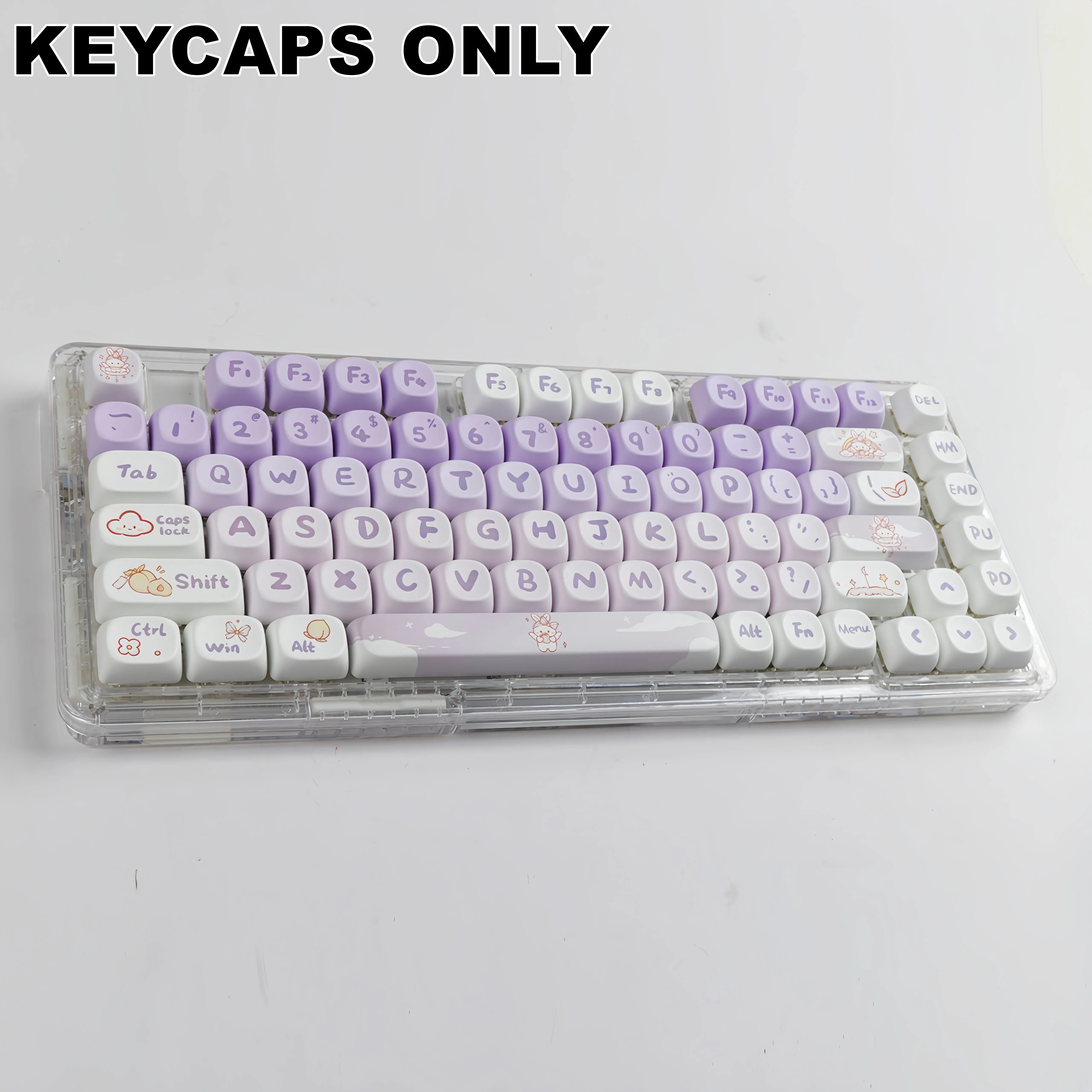 Kawaii Purple Pastel Bunny Themed Keycaps (142 Keys)