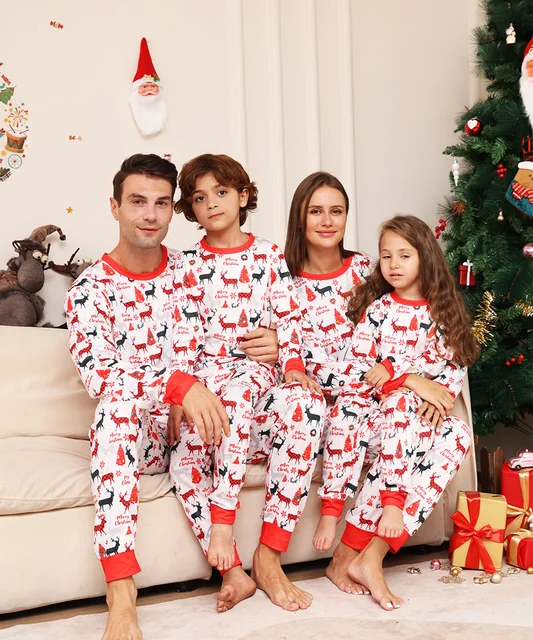 Christmas Family Matching Pajamas Set Moose Printed Adult Kids Baby Couple  News Xmas Family Look Same Outfits Pyjamas Clothing - AliExpress