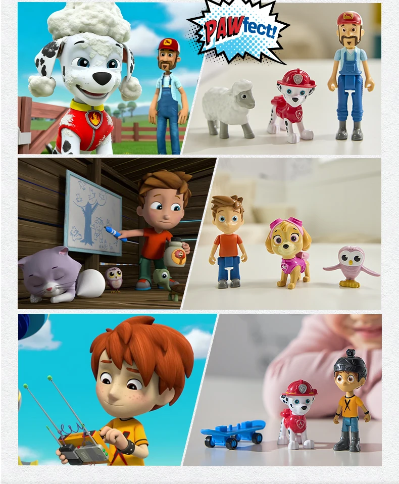 100% genuino Paw Patrol capitán turbo Mayor Goodway Chickaletta Humdinger Danny Yumi conjunto de figuras de acción niños