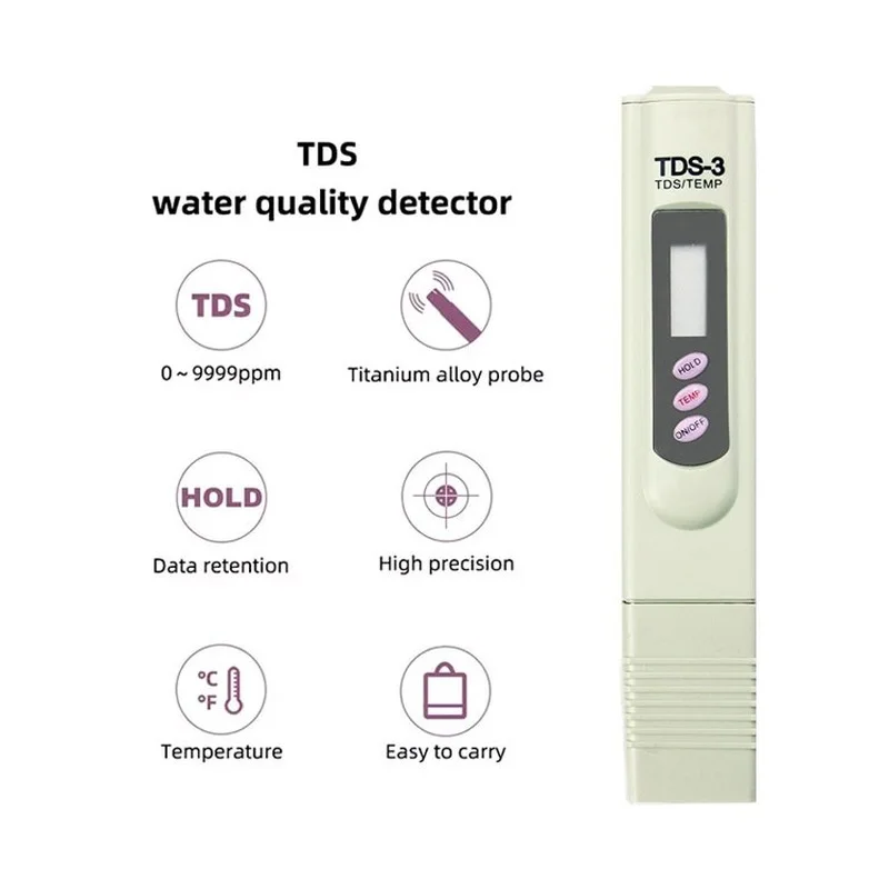 TDS-3 PPM Temperature Water Hardness Tester Hold Pen Type Digital TDS Meter 4