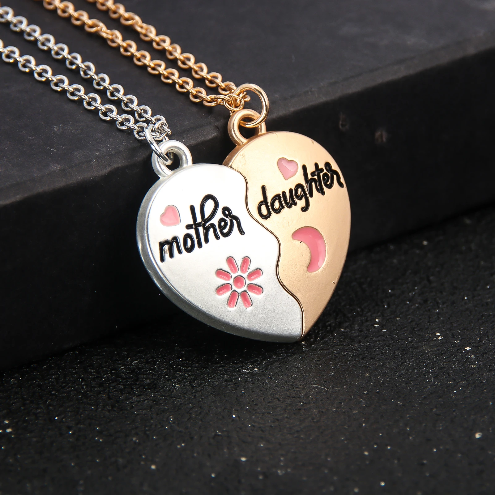 Heart Necklace Set Matching Mother Daughter Necklaces Mother And S