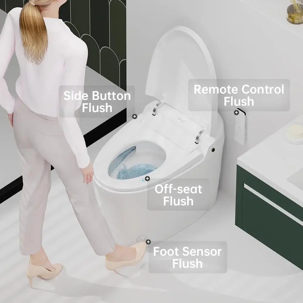 Smart Toilet One Piece Bidet Toilet for Bathrooms Modern Elongated Toilet with Warm Water Dual Auto Flush Foot Sensor Operation 2