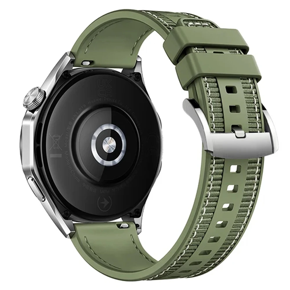 Versatile 22mm Soft Silicone Nylon Watch Strap in Black