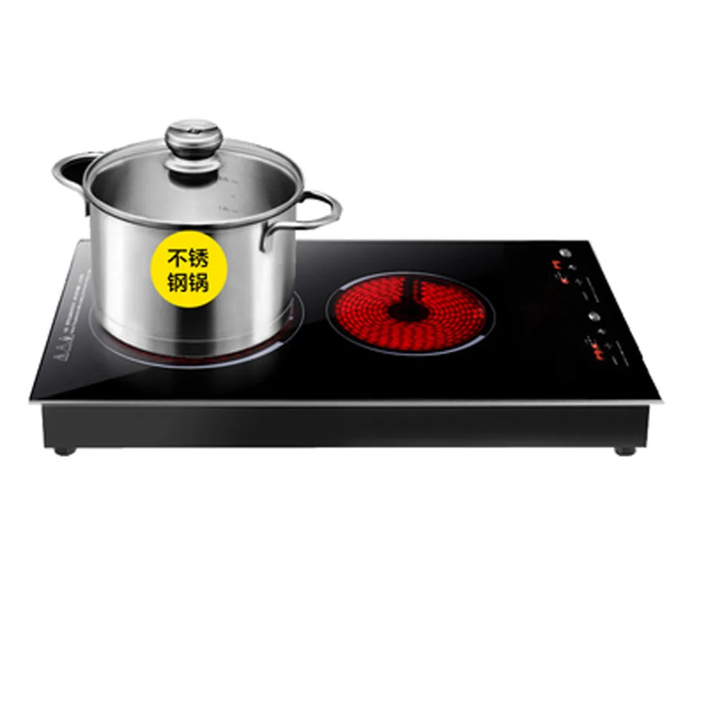 Kitchen 2 Rings Ceramic Cooker Induction Cooktop Double Electric Cooker Hob Heating Electric Stove Vertical Cooking Plate