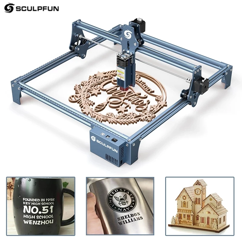 Сверхтонкая лазерная гравировальная машина SCULPFUN S9 90 Вт 410x420 мм технология