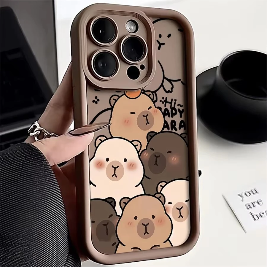 Adorable Capybara Silicone Shockproof Phone Case - Soft Protective Cover