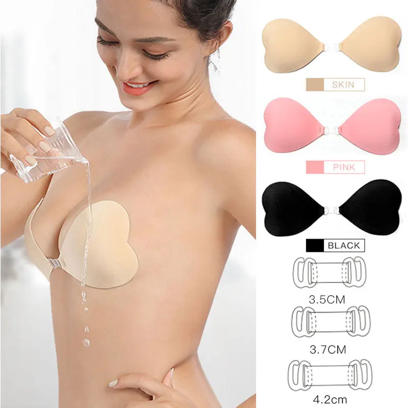 

Heart Shaped Silicone Bra Invisible Push Up Sexy Strapless Bra Stealth Adhesive Backless Breast Enhancer For Women Nipple Covers